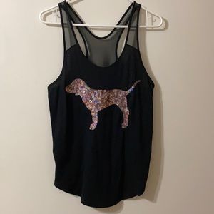 PINK Dog Sequin, Mesh Straps Racerback - Small